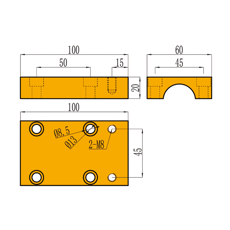 Ø30 Straight-Link Brass Half-Round Clamp