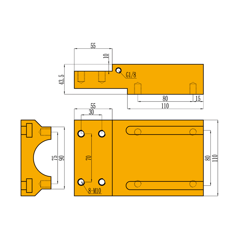 Ø54 Straight-Link Brass Half-Round Clamp